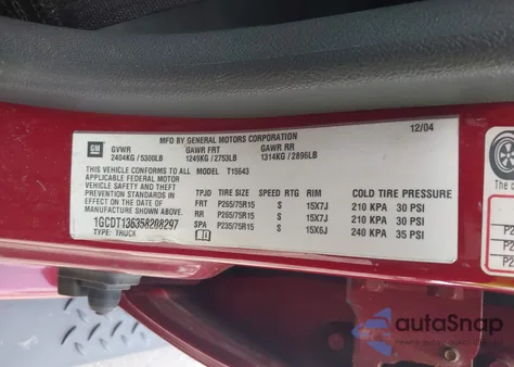 2005 Chevrolet Colorado Ls из США, поврежденный, VIN 1GCDT136358208297